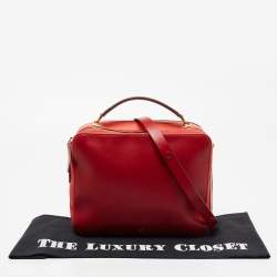 Pre Owned Anya Hindmarch Red/Orange Suede and The Stack Double Leather Crossbody Bag