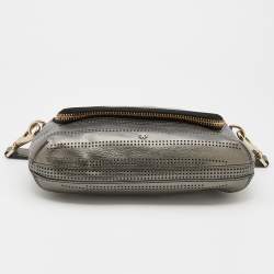 Pre Owned Anya Hindmarch Metallic Grey Perforated Leather Shoulder Bag