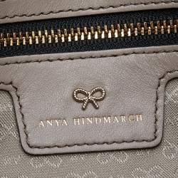 Pre Owned Anya Hindmarch Metallic Grey Perforated Leather Shoulder Bag
