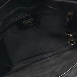 Pre Owned Anya Hindmarch Black Patent Leather And Suede Flap Clutch