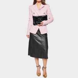 Pre Owned Anya Hindmarch Black Patent Leather And Suede Flap Clutch