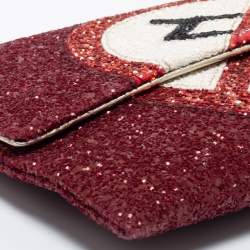 Anya Hindmarch Red Glitter No Mobiles Valorie Clutch