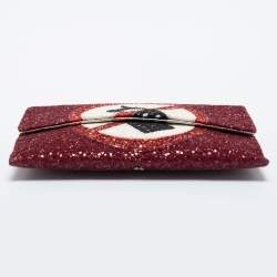 Anya Hindmarch Red Glitter No Mobiles Valorie Clutch