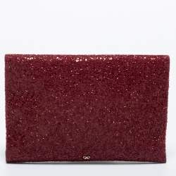 Anya Hindmarch Red Glitter No Mobiles Valorie Clutch