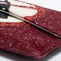Anya Hindmarch Red Glitter No Mobiles Valorie Clutch