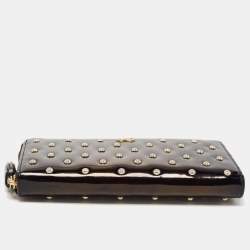 Anya Hindmarch Black Patent Leather Studded Zip Around Wallet