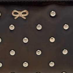 Anya Hindmarch Black Patent Leather Studded Zip Around Wallet