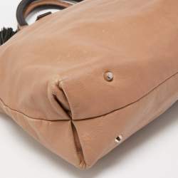 Pre Owned Anya Hindmarch Beige Leather and Stingray Embossed Tassel Zip Tote