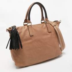 Pre Owned Anya Hindmarch Beige Leather and Stingray Embossed Tassel Zip Tote