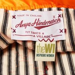 Pre Owned Anya Hindmarch Blue/Orange Quilted Wool and Satin "It Takes A Village" Collection Tote