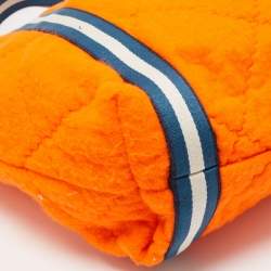 Pre Owned Anya Hindmarch Blue/Orange Quilted Wool and Satin "It Takes A Village" Collection Tote