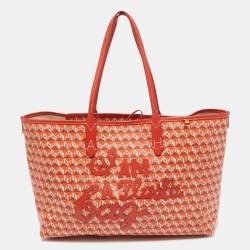 Pre Owned Anya Hindmarch Red/Orange Coated Canvas 'I Am A Plastic Bag' Tote