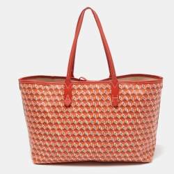 Pre Owned Anya Hindmarch Red/Orange Coated Canvas 'I Am A Plastic Bag' Tote