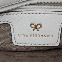 Pre Owned Anya Hindmarch Beige Raffia Zip Pouch