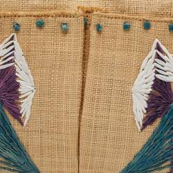 Pre Owned Anya Hindmarch Beige Raffia Zip Pouch