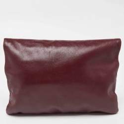 Pre Owned Anya Hindmarch Burgundy Leather Foldover Tassel Crossbody Bag