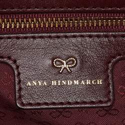 Pre Owned Anya Hindmarch Burgundy Leather Foldover Tassel Crossbody Bag