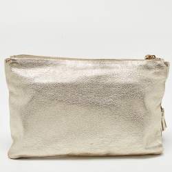 Pre Owned  Anya Hindmarch Gold Leather Tassel Georgiana Clutch 