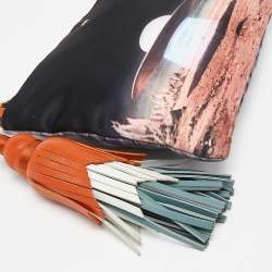 Pre Owned Anya Hindmarch Multicolor Satin and Leather Tassel Georgiana Clutch