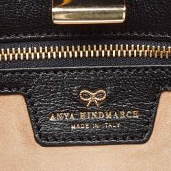 Pre Owned Anya Hindmarch Black Leather Metal Flap Clutch
