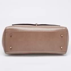 Pre Owned Anya Hindmarch Beige/Burgundy Leather Bathurst Top Handle Bag