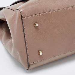 Pre Owned Anya Hindmarch Beige/Burgundy Leather Bathurst Top Handle Bag