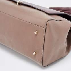 Pre Owned Anya Hindmarch Beige/Burgundy Leather Bathurst Top Handle Bag