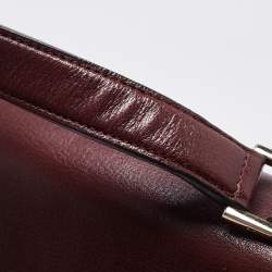 Pre Owned Anya Hindmarch Beige/Burgundy Leather Bathurst Top Handle Bag