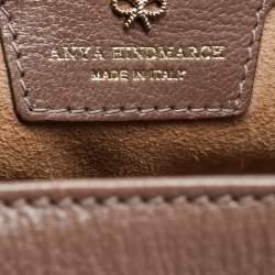 Pre Owned Anya Hindmarch Beige/Burgundy Leather Bathurst Top Handle Bag