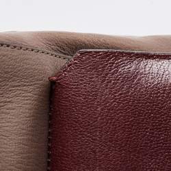 Pre Owned Anya Hindmarch Beige/Burgundy Leather Bathurst Top Handle Bag