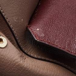 Pre Owned Anya Hindmarch Beige/Burgundy Leather Bathurst Top Handle Bag