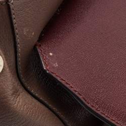 Pre Owned Anya Hindmarch Beige/Burgundy Leather Bathurst Top Handle Bag