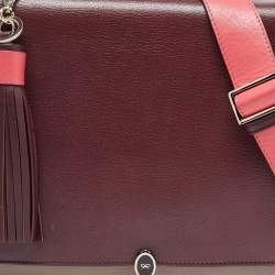 Pre Owned Anya Hindmarch Beige/Burgundy Leather Bathurst Top Handle Bag