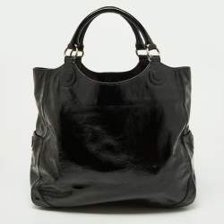 Pre Owned Anya Hindmarch Black Patent Leather Logo Hobo