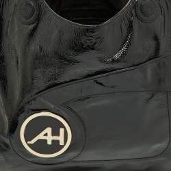 Pre Owned Anya Hindmarch Black Patent Leather Logo Hobo