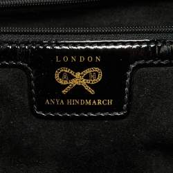 Pre Owned Anya Hindmarch Black Patent Leather Logo Hobo