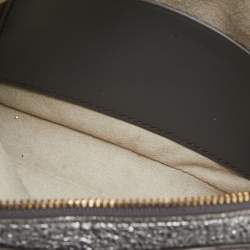 Pre Owned Anya Hindmarch Metallic Grey Crinkled Leather Double Stack Crossbody Bag