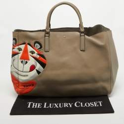 Pre Owned Anya Hindmarch Beige Leather Maxi Tony The Tiger Ebury Tote