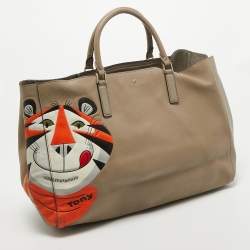 Pre Owned Anya Hindmarch Beige Leather Maxi Tony The Tiger Ebury Tote