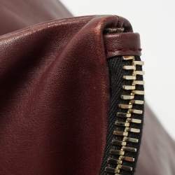 Pre Owned Anya Hindmarch Burgundy Leather Fold Over Tassel Crossbody Bag