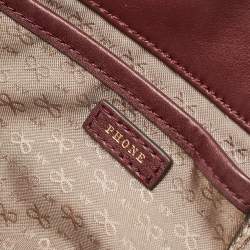 Pre Owned Anya Hindmarch Burgundy Leather Fold Over Tassel Crossbody Bag
