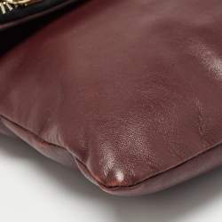 Pre Owned Anya Hindmarch Burgundy Leather Fold Over Tassel Crossbody Bag