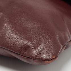 Pre Owned Anya Hindmarch Burgundy Leather Fold Over Tassel Crossbody Bag