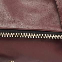 Pre Owned Anya Hindmarch Burgundy Leather Fold Over Tassel Crossbody Bag