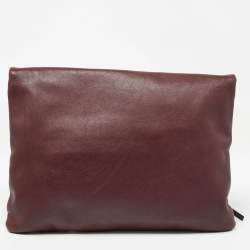 Pre Owned Anya Hindmarch Burgundy Leather Fold Over Tassel Crossbody Bag