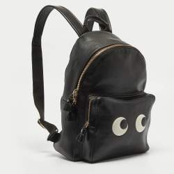 Pre Owned Anya Hindmarch Black Leather Mini Eyes Backpack