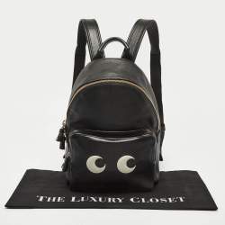 Pre Owned Anya Hindmarch Black Leather Mini Eyes Backpack