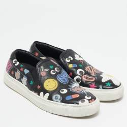 Anya Hindmarch Black Leather Slip On Sneakers Size 35