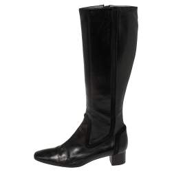 Pre Owned Anya Hindmarch Black Length Calf Length Boots Size 38