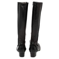 Pre Owned Anya Hindmarch Black Length Calf Length Boots Size 38